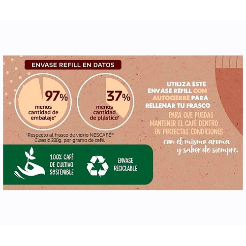 NESCAFÉ Classic Café soluble descafeinado, doypack 75 g.