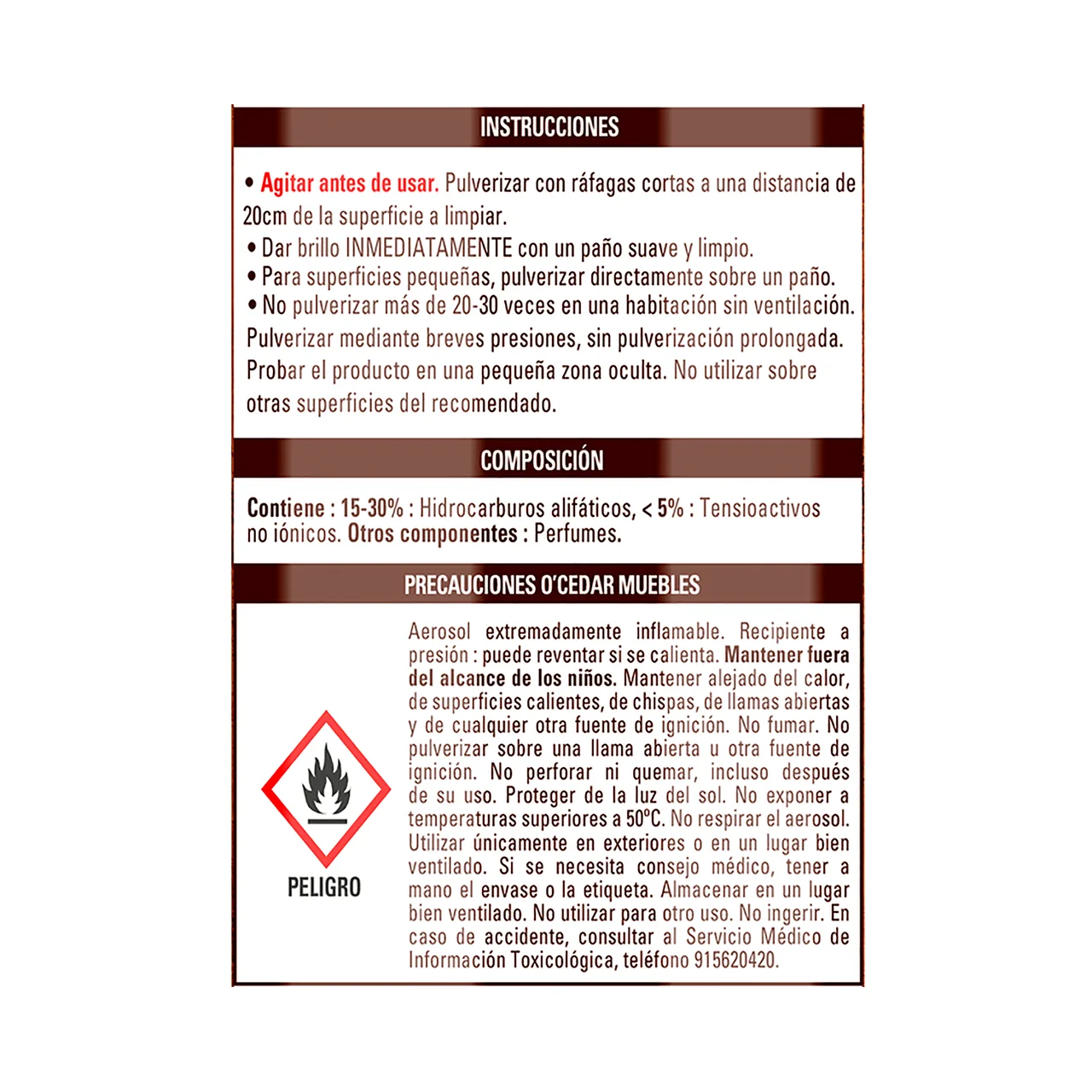 OCEDAR Aerosol Limpia Muebles O"CEDAR 400 ml.