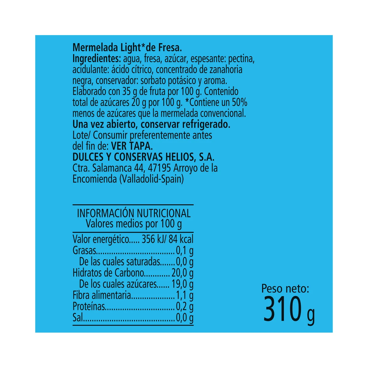 Mermelada de fresa light 310 g