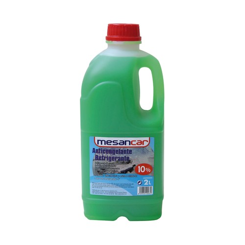 Líquido refrigerante con temperatura de protección de hasta -4ºC, 2L verde, 10% Monoetilenglicol, MESANCAR.