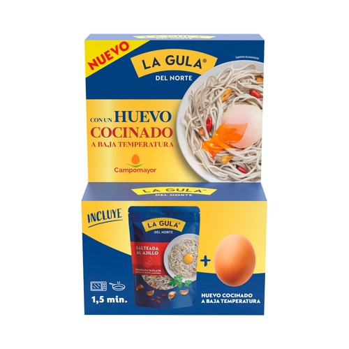 LA GULA DEL NORTE Sucedáneo de angula al ajillo con huevo cocinado a baja temperatura 190 g.