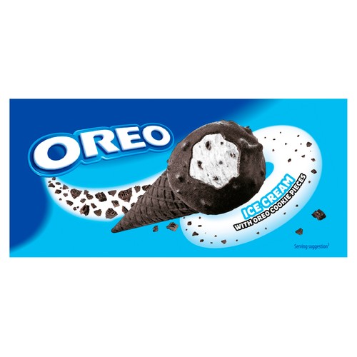 OREO Cono de helado de vainilla con trozos y recubrimientos de galletas al cacao 4 x 100 ml.