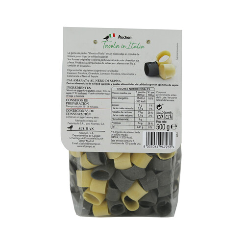 PRODUCTO ALCAMPO Pasta Calamarata al nero di seppia PRODUCTO ALCAMPO 500 g.
