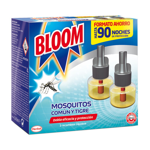 Recambio insecticida líquido, moscas y mosquitos BLOOM 45 día 2 x 18 ml.