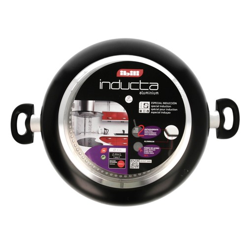 Sartén honda de 32cm. con doble recubrimiento antiadherente, apta para inducción, Inducta IBILI.