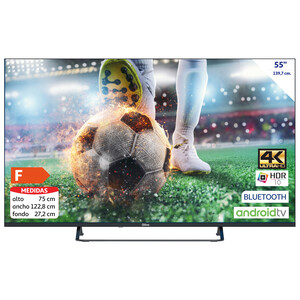 Televisión 139,7 cm (55") LED QILIVE Q55UA221B 4K, SMART TV, WIFI, BLUETOOTH, TDT T2, USB reproductor, 3HDMI, 60HZ.