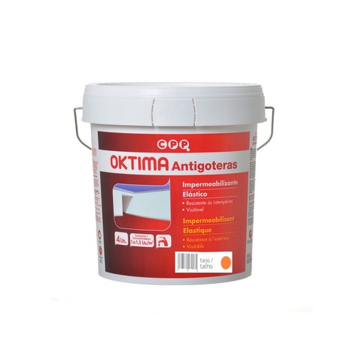 Pintura exterior antigoteras color teja. Recubrimiento acrílico al agua de gran elasticidad. CPP.