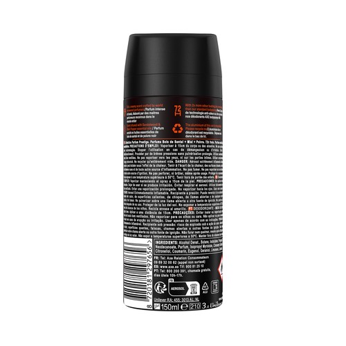 AXE Copper santal Desodorante en spray para hombre, hasta 72 horas de frescor 150 ml.