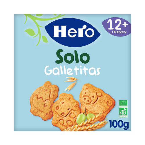 HERO Solo Galletitas con forma de animales, elaboradas con cereales 100% ecológicos, a partir de 12 meses 100 g.