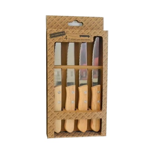 Set 4 cuchillos steak AMEFA con mango de madera.