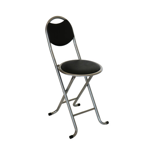Silla plegable de acero y asiento de PVC color negro, PRODUCTO ALCAMPO.