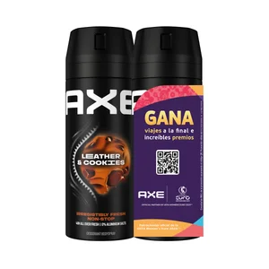 AXE Leather & cookies Desodorante en spray para hombre anti transpirante hasta 48 horas 2 x 150 ml.