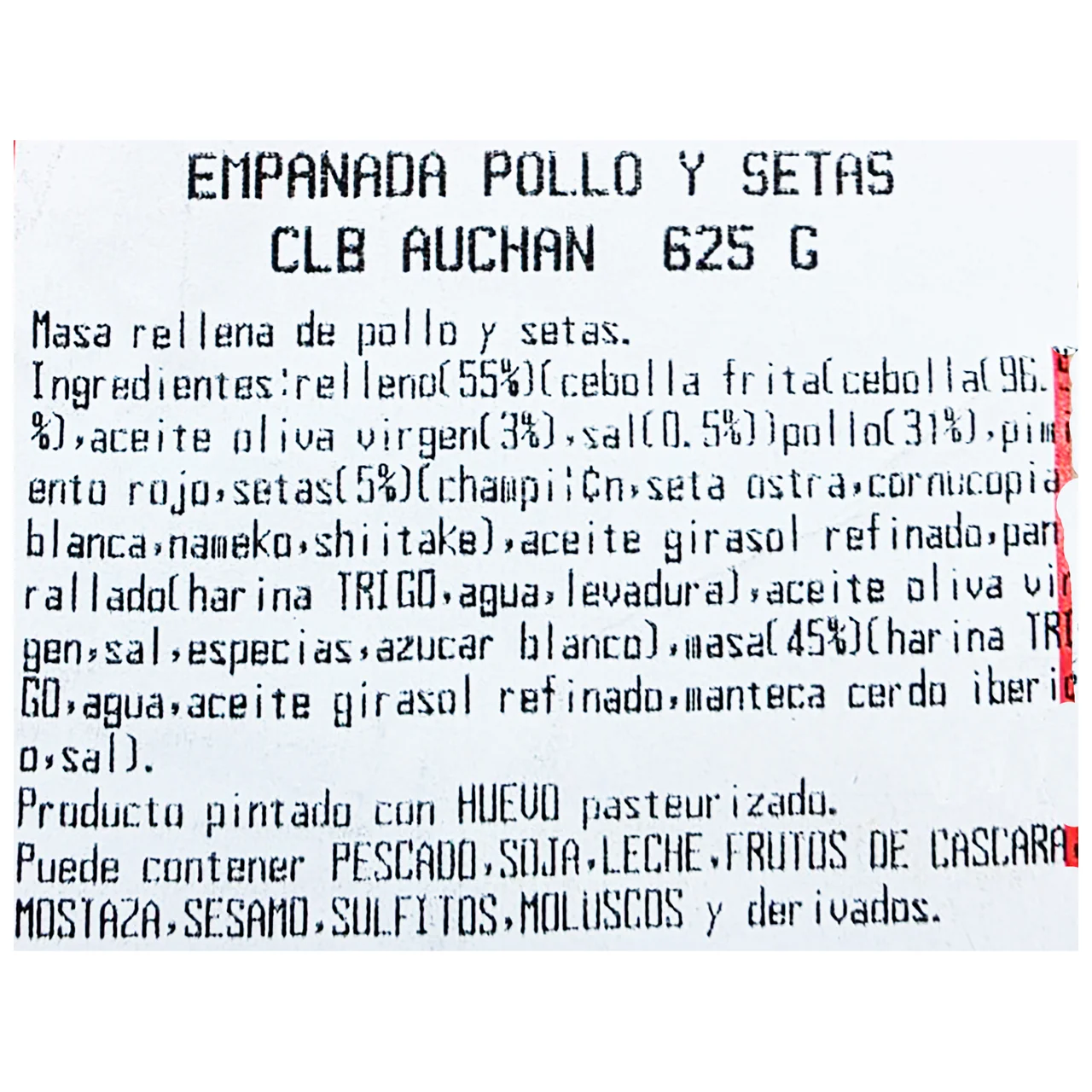 ALCAMPO CULTIVAMOS LO BUENO Empanada de pollo y setas 625 g.