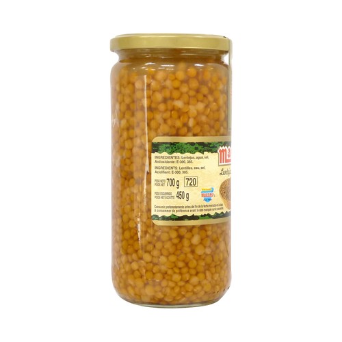 MARZO Lenteja cocida extra frasco de 780 g.