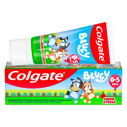 COLGATE Pasta de dientes infantil sabor fresa para niños de 0 a 5 años 50 ml.