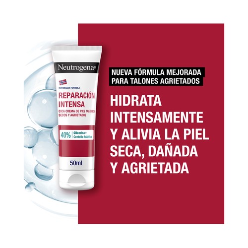 NEUTRÓGENA Crema CICA fórmula noruega de pies con acción hidratación intensa, para talones secos y agrietados 50 ml.