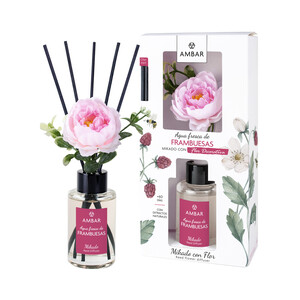 Imagen de AMBAR Ambientador perfumador de varillas con flor (Mikado), con aroma a frambuesas 75 ml.