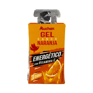 PRODUCTO ALCAMPO Gel energético con vitamina C y sabor naranja 3 x 30 g.