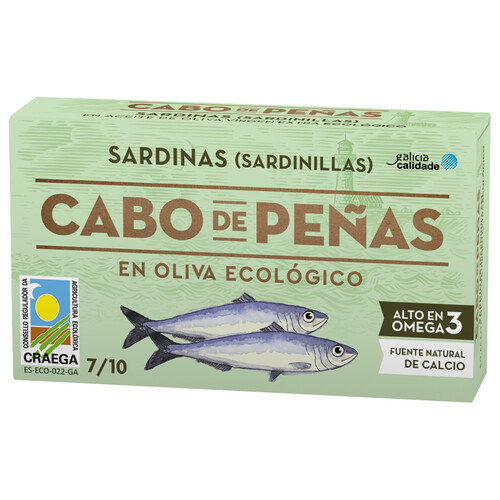 CABO DE PEÑAS Sardinilla en aceite de oliva ecológico CABO DE PEÑAS 60 g.