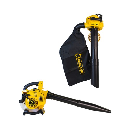 Aspirador-soplador con motor  de gasolina de 26 centímetros cúbicos, con potencia de 700W y función trituradora GARLAND Gas 550G.