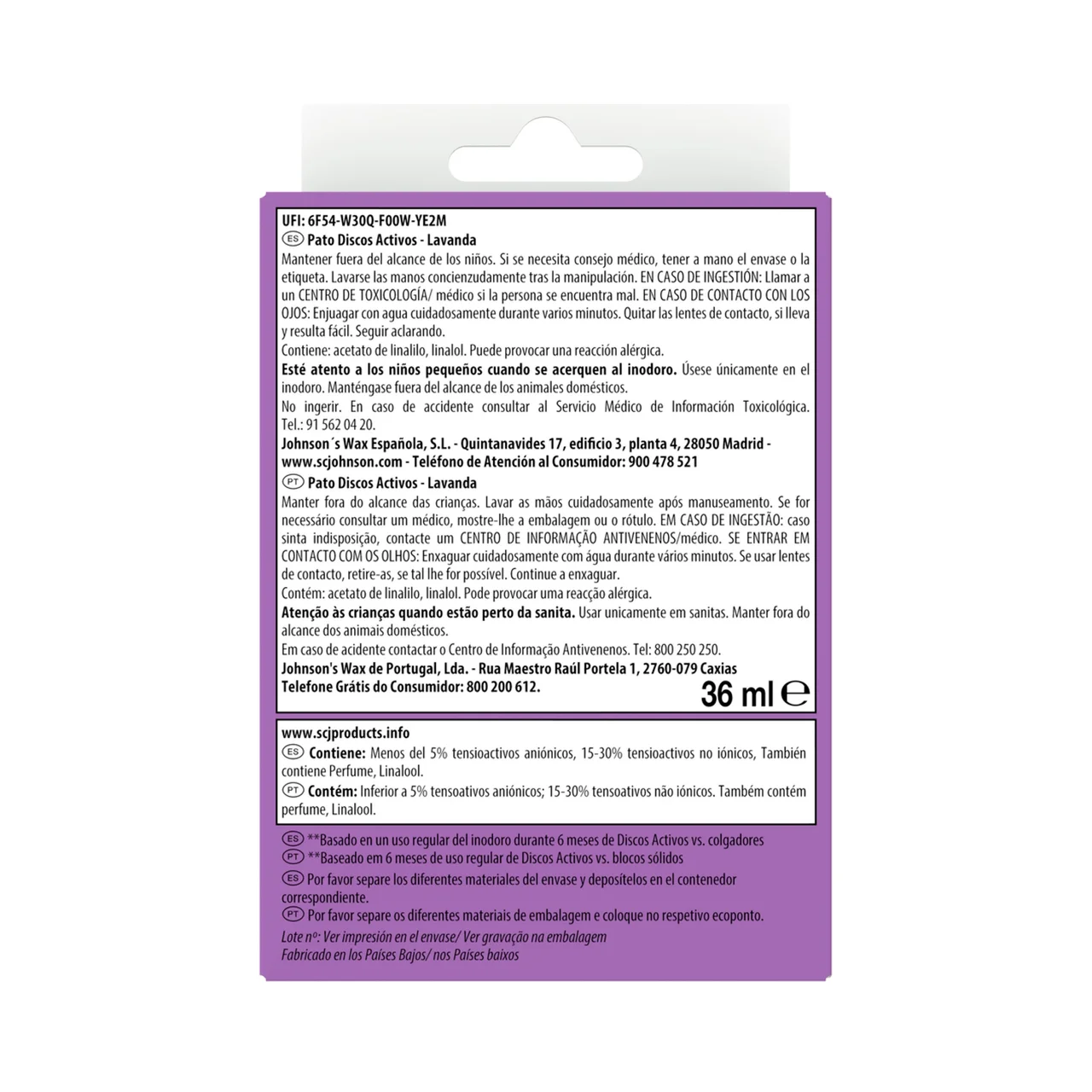 PATO Discos para WC activos aroma lavanda PATO WC 6 uds.36 ml.