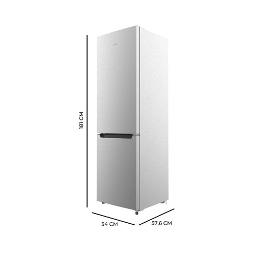 Frigorífico combi 181cm CECOTEC Bolero CoolMarket Inox, NO FROST, clasificación energética: D, H: 181cm A: 54cm, F: 57,6cm, capacidad total: 250L.