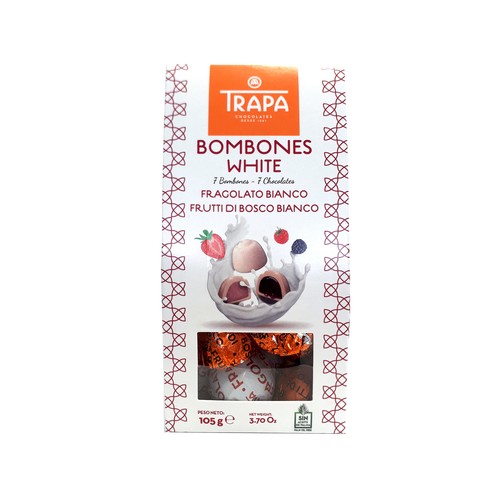 TRAPA Bombones blancos con frutos rojos 105 g.