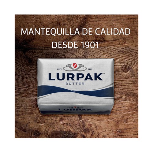 LURPAK Pastilla de mantequilla con sal, elaborada con leche de Dinamarca 200 g.