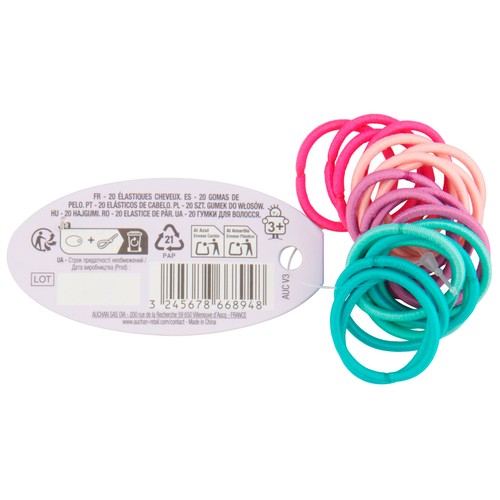 PRODUCTO ALCAMPO Gomas para pelo elásticas de divertidos colores 20 uds.