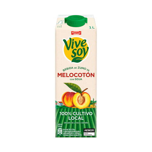 Zumo de melocotón y soja de cultivo 100% local VIVESOY de Pascual 1 l.