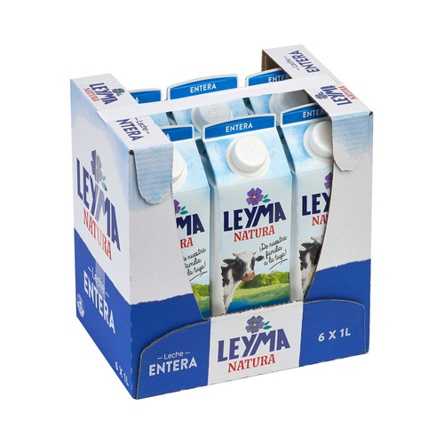 LEYMA Leche de vaca entera de origen 100% gallego Natura 6 x 1 l.