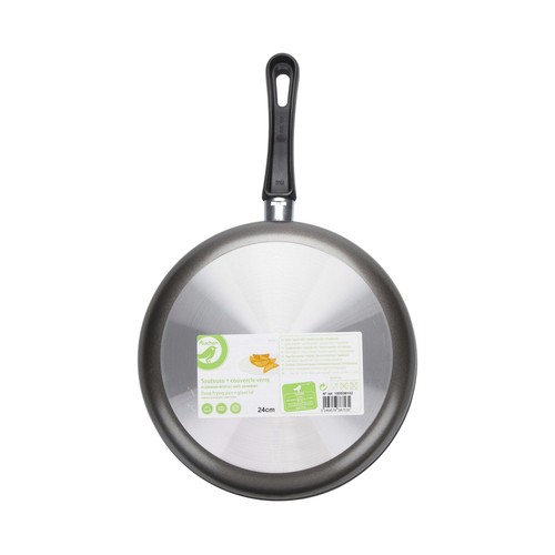 Guisera de aluminio con tapa de vidrio, 24cm., Vitro ESSENTIAL.