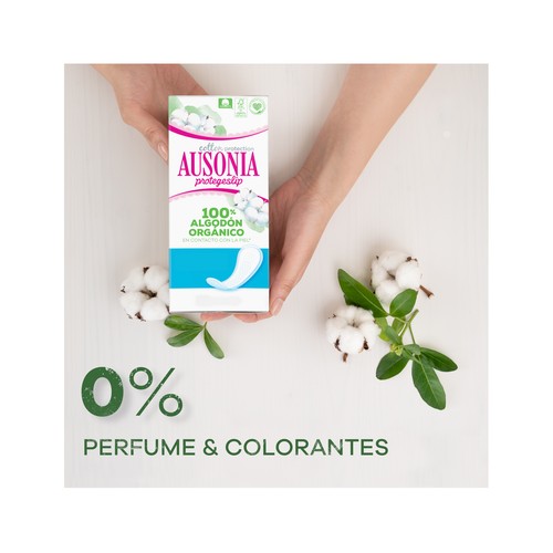 AUSONIA Salvaslips normal super absorbentes, fabricados con algodón 100% orgánico AUSONIA Cotton protection 28 uds.