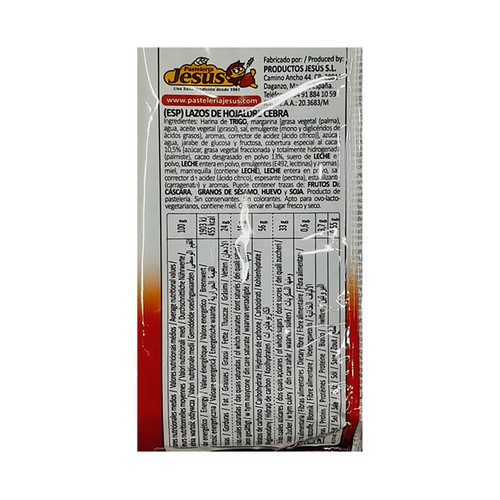 PASTELERÍA JESÚS Lazos de hojaldre cebra 300 g.