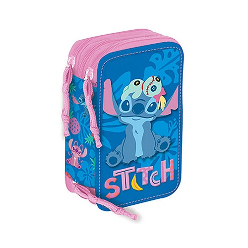 Estuche Plumier 3 pisos con contenido. LILO AND STITCH