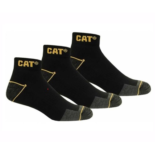 Pack 3 pares de calcetines tobilleros de trabajo CAT, color negro, talla 43-46