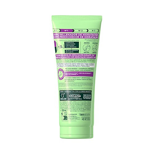 FRUCTIS Método rizos de Garnier Champú hidratante y anti-encrespamiento para cabellos rizados 200 ml.