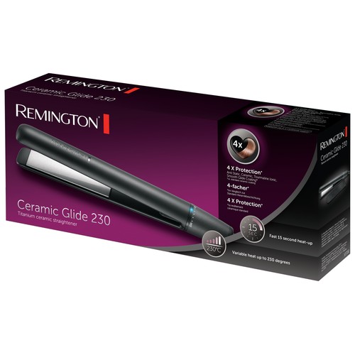 Plancha alisadora REMINGTON Ceramic Glide S3700, cerámica, placas de 110mm., temperatura max. 230 ºC.,