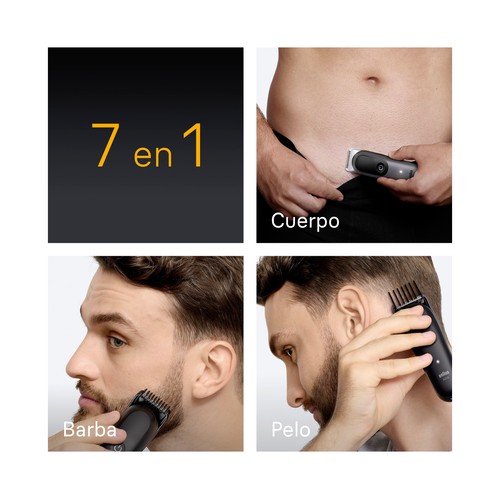 Set de arreglo personal 7 en 1 BRAUN MGK AIO5520 Series 5,,  uso en seco, para cara y cabello.