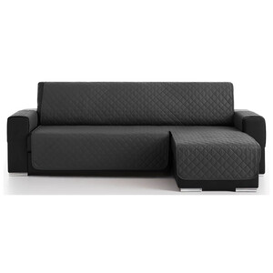 Cubresofá acolchado reversible para sofá chaise longue de 240 cm, color gris oscuro.