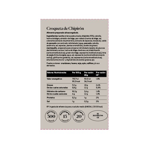 LA CULINARIA Croquetas de chipirón 300 g.