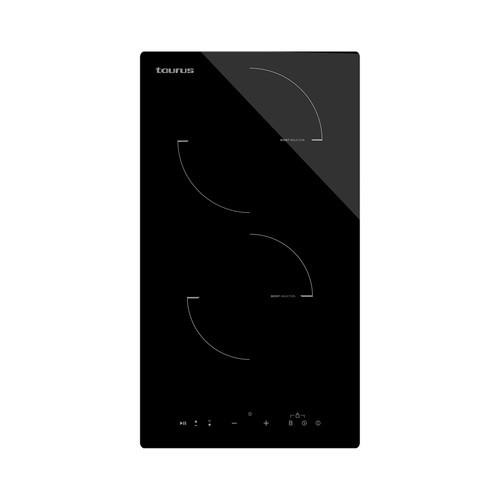 Placa de inducción TAURUS I3021T, 2 zonas de cocción, 3300W, control táctil, A: 28,8cm.