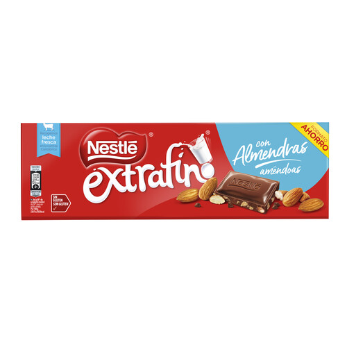 NESTLÉ Extrafino Chocolate con leche y almendras 270 g.