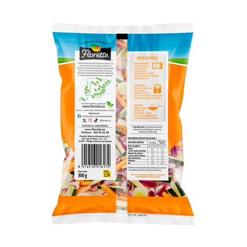 FLORETTE Mix de verduras (calanacín, puerro, zanahoria y cebolla roja) 300 g.