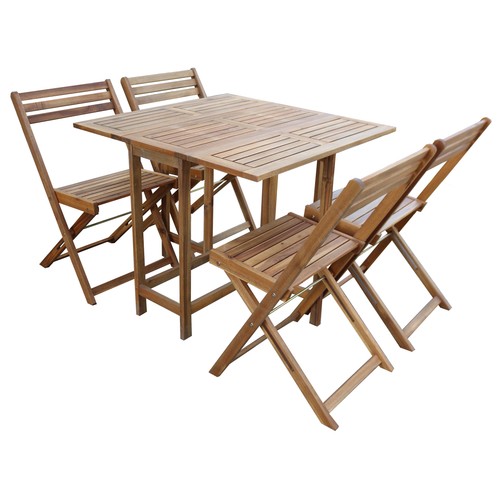 Conjunto 5 piezas con mesa y 4 sillas plegables de madera, IKUNIK Viena.