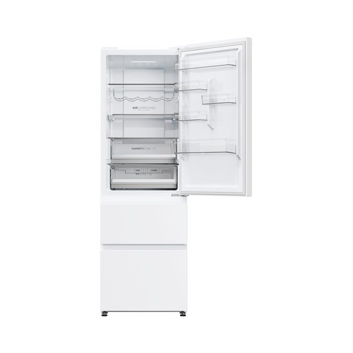 Frigorífico combi 185cm HAIER HTW5618ENPW, color blanco, No Frost, clasificación energética: E, H: 185cm, A: 59,5cm, F: 66,7cm, capacidad total: 360L.