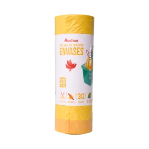 PRODUCTO ALCAMPO Bolsas de basura amarilla con autocierre capacidad 30 litros 55 x 60 cm. 30 uds.