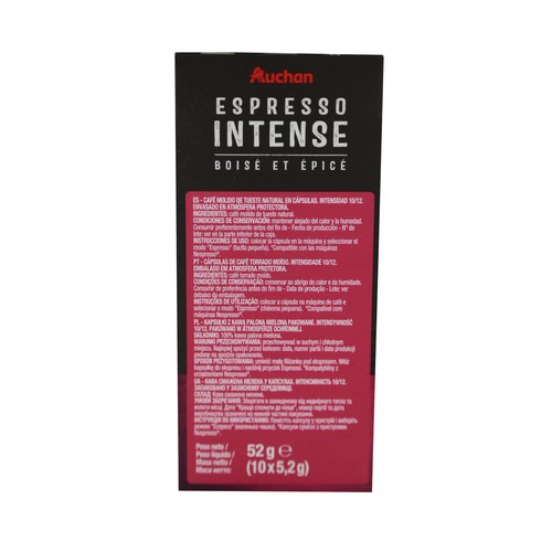 PRODUCTO ALCAMPO Café en cápsulas Expresso Intenso I10, 10 uds.