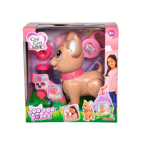 Chi Chi Love Paseo Po Pó, Perrito de Juguete, Hace Popó al comer Galletitas de Plastilina +3 Años, SIMBA TOYS
