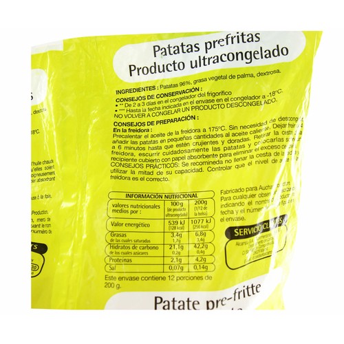PRODUCTO ECONÓMICO ALCAMPO Patatas prefritas y ultracongeladas PRODUCTO ECONÓMICO ALCAMPO 2.5 kg.